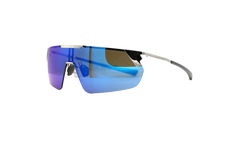 Litewire Shield Sunglasses "Gray Blue Mirror - Gloss Silver / Gray Rubber" 8600135 014361