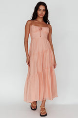 Doe Tie Bust Maxi Dress Apricot