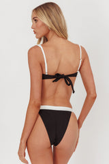 Saskia Contrast Waist Bikini Bottoms Black/Off White