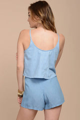 Aranza Chambray Shorts Blue
