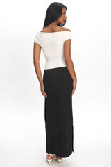 LIONESS Lune Maxi Skirt Onyx Pinstripe