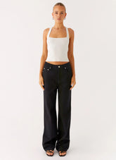 Back Again Straight Leg Denim Jeans - Black