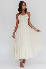 On A High Open Back Maxi Dress Ivory