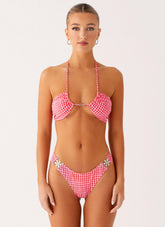 Saint Lucia Bikini Bottoms - Pink Check