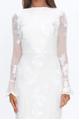 Helsi Long Sleeve Embellished Maxi Dress White