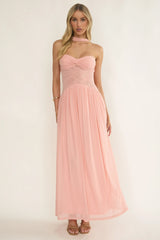 Annita Sheer Waist Maxi Dress Blush