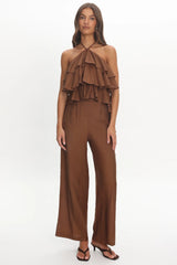 Darylyn Tiered Ruffle Top Chocolate