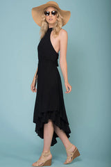 Myah Open Back Midi Dress Black
