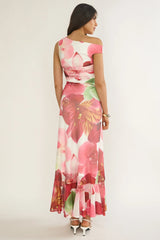 Moonlit Magic Asymmetric Neckline Maxi Dress Floral