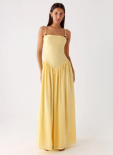 Aura Linen Maxi Dress - Lemon