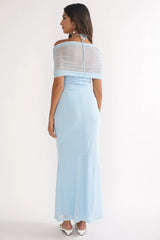 Shia Off-Shoulder Halterneck Maxi Dress Blue