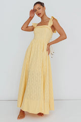 Greatest Hits Ruffle Strap Maxi Dress Yellow