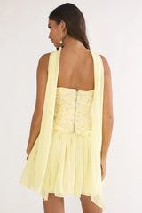 Sunset Serenade Elasticated Waist Mini Skirt Yellow
