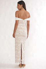 Jewelene Off-Shoulder Maxi Dress Lace White