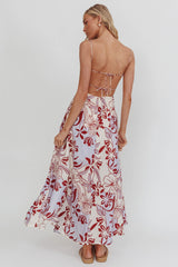 Echoes Tied Back A-Line Midi Dress Floral Lilac