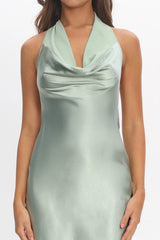 Leading Lady Open Back Cowl Maxi Dress Sage