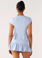 Landon Button Up Top - Blue