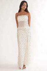 Jerica Wrap Front Maxi Skirt Polka Dot Beige
