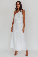 Delwyn One-Shoulder Maxi Dress White