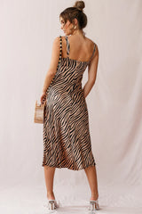 Perfect Day Satin Midi Dress Bronze/Black
