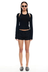 LIONESS Sculpted Long Sleeve Tank Top Onyx
