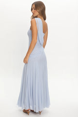 Anaisa Asymmetric Neckline Draped Maxi Dress Baby Blue