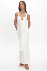 Opera Drape Bust Maxi Dress White