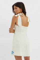 Mykonos Morning Tied Shoulder Mini Dress Beige