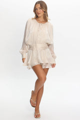 Fontaine Long Sleeve Layered Romper Oyster