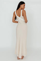 Zariah V-Neck Maxi Dress Beige