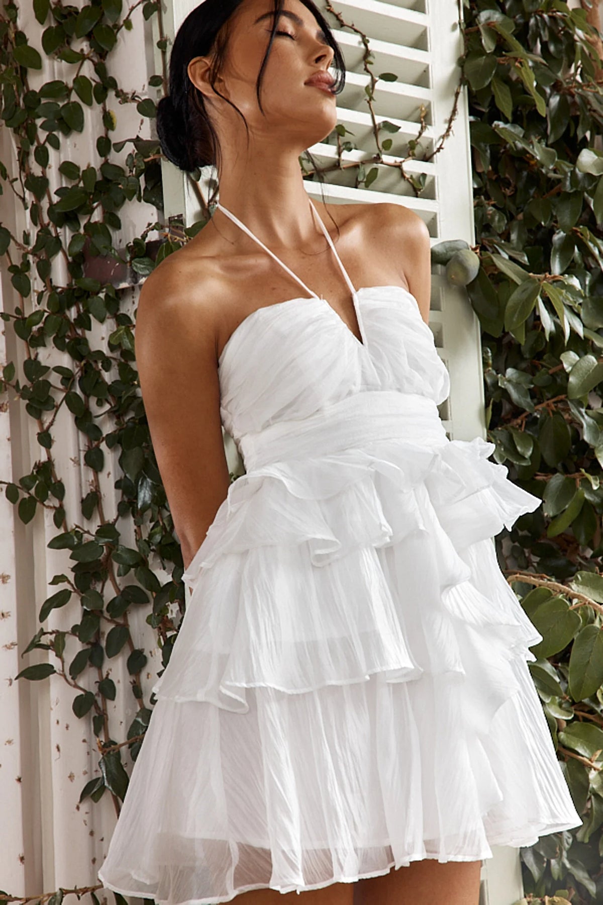 Joy Of Life Layered Ruffle Mini Dress Off White