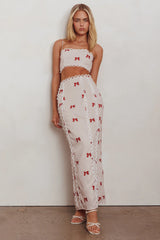 Chamberlain Scallop Trim Maxi Skirt Red Bow