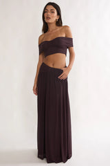 Farela Ruched Waist Maxi Skirt Coffee