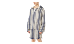 Stripe Linen Mexican Parka "Indigo" 963565