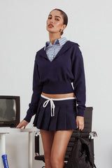 LIONESS Racquet Club Knit Sweater Navy