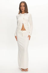 Autumn Breeze Knit Maxi Skirt Off White