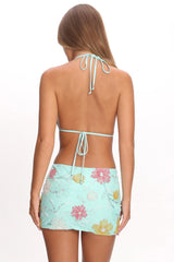 Kavera Embellished Mini Skirt Aqua Sequin