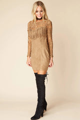 Francie Fringe Dress Brown
