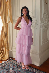 Auguste Tiered Frill Midi Dress Blush