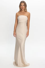 Iyeciz Strapless Maxi Dress Champagne