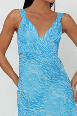 Willa Tie Back Midi Dress Print Blue