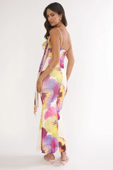 Tallis One-Shoulder Asymmetric Neckline Dress Beige