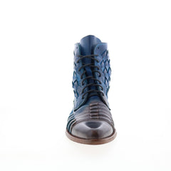 Bed Stu Loretta F328030 Womens Blue Leather Zipper Casual Dress Boots