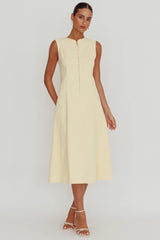 Passionate Flame Sleeveless A-line Midi Dress Beige
