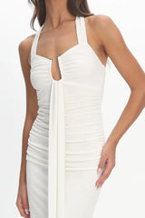 Opera Drape Bust Maxi Dress White